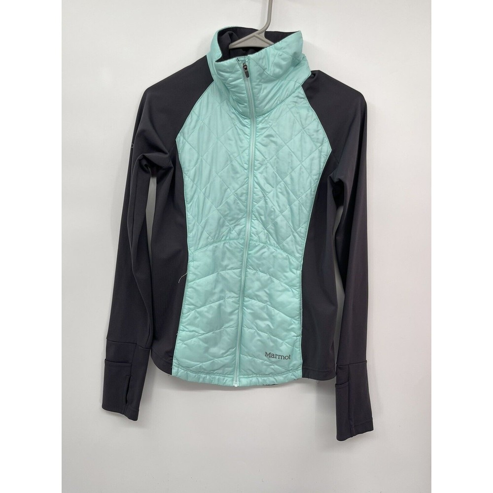 Marmot Women's Quilted Lightweight Full Zip Jacket Mint Green Charcoal XS